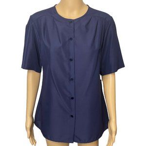 Nikki Womens Size 8 Dark Navy Blue Short‎ Sleeve Blouse Shirt